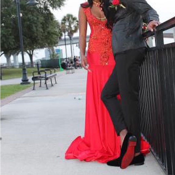Custom made prom dress red - Picture 3 of 4